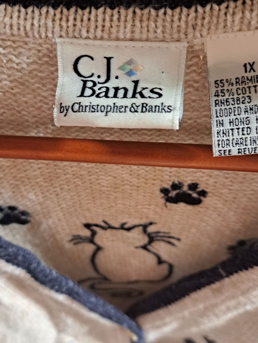 CJ Banks Women's Cat Applique Knit Sweater Vest 1X - Picture 6 of 6